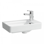 Praustuvas Laufen PRO S 480x280x85 mm, asimetrinis, su 1 anga maišytuvui dešinėje, spalva - balta LCC (LAUFEN Clean Coat) 